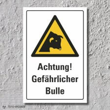 Warnschild "Gefährlicher Bulle", DIN ISO...