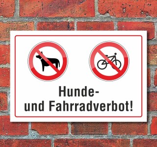 Schild "Hunde, Fahrradverbot", 3 mm Alu-Verbund  450 x 300 mm