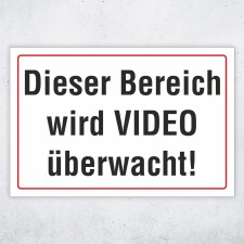"Dieser Bereich wird Videoüberwacht" – Hochwertiges Hinweisschild für den Außenbereich 3 mm Alu-Verbund 300 x 200 mm