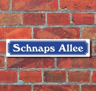 Schild im Straßenschild-Design "Schnaps Allee" - 3 mm Alu-Verbund - 52 x 11 cm