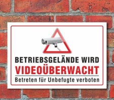 Schild Betriebsgel&auml;nde wird Video&uuml;berwacht, 3...