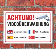 Schild "Achtung, Videoüberwachung,...