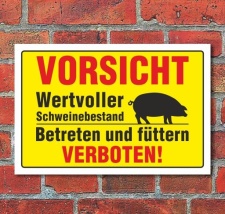Schild "Wertvoller Schweinebestand" Alu-Verbund