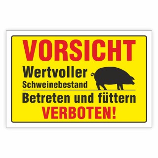 Warnschild Vorsicht wertvoller Schweinebestand