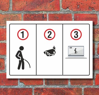 Schild "Pinkeln verboten überwacht" 3mm Alu-Verbund, 450 x 300 mm