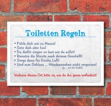 Vintage Schild Retro Deko Toiletten Regeln WC