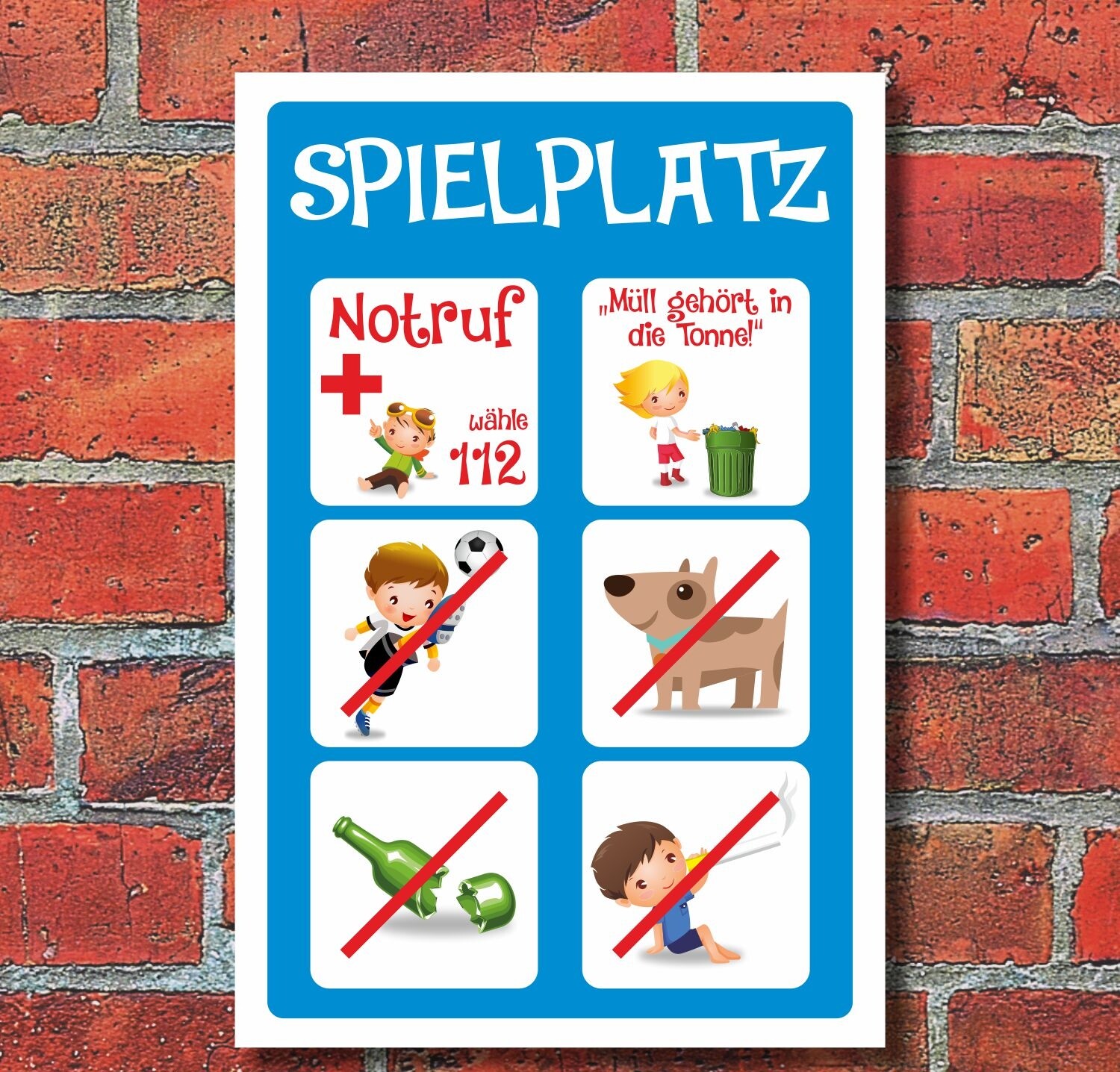 Kinderspielplatz-Schild Aus Alu-Verbund – 450 X 300 Mm, 3 Mm Stark – Witterungsbeständig, Für Innen & Außen