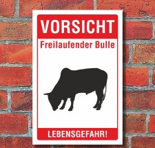 Schild "Freilaufend, Bulle, lebensgefahr" 3mm...