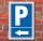 Schild "Parkplatz mit Pfeil, links"