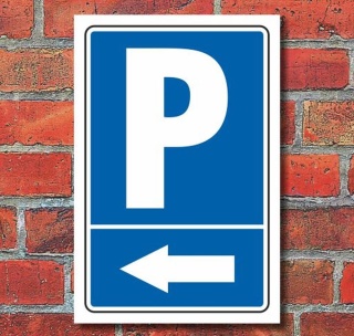 Schild "Parkplatz mit Pfeil, links", 300 x 200 mm