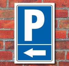 Schild "Parkplatz mit Pfeil, links", 600 x 400 mm