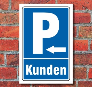 Schild "Kundenparkplatz, Pfeil links", 300 x 200 mm