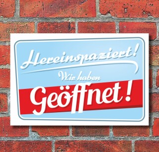 Schild "Wir haben geöffnet, Vintage Design", 450 x 300 mm