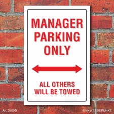 Schild American Style Deko Manager parking Parkverbot