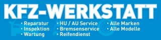 PVC Werbebanner Banner Plane "KFZ Werkstatt Reparatur Wartung" mit Ösen, 2000 x 500 mm