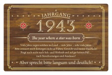 Schild Retro Vintage Geburtstag 80 80er achtzig Jahrgang 1943 Geschenk