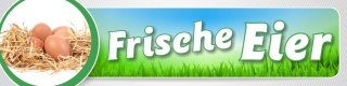 PVC Werbebanner Banner Plane "Frische Eier" Bioeier Verkauf Hofladen, mit Ösen 2000 x 500 mm