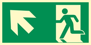 Rettungsweg links aufwärts  Schild Nachleuchtend  300 x 150 mm