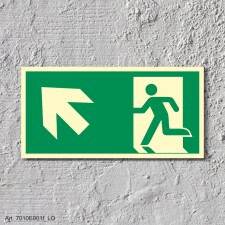 Rettungsweg links aufwärts  Schild Nachleuchtend  300 x 150 mm