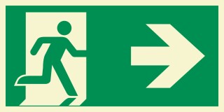 Rettungsweg rechts  Schild Nachleuchtend  300 x 150 mm