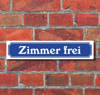 Schild im Straßenschild-Design "Zimmer Frei" - 3 mm Alu-Verbund - 52 x 11 cm