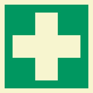 Erste Hilfe Schild Nachleuchtend  200 x 200 mm