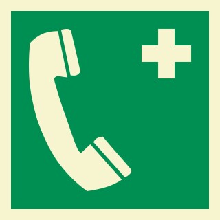 Notruftelefon Schild Nachleuchtend  200 x 200 mm