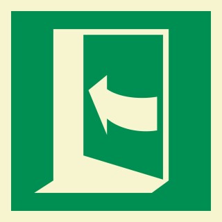 Drücken links Schild Nachleuchtend  200 x 200 mm