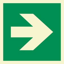 Pfeil 90° Schild Nachleuchtend  200 x 200 mm
