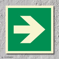 Pfeil 90° Schild Nachleuchtend  200 x 200 mm