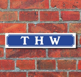 Schild im Straßenschild-Design "THW", 3 mm Alu-Verbund - 52 x 11 cm