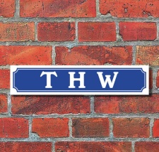 Schild im Straßenschild-Design "THW", 3...