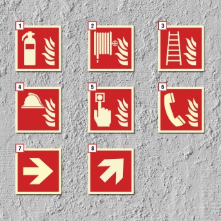 Brandschutzzeichen Feuerl&ouml;scher Symbol Schild Nachleuchtend ASR A1.3