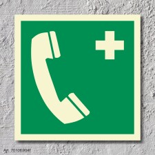 Notruftelefon  Aufkleber Nachleuchtend  200 x 200 mm