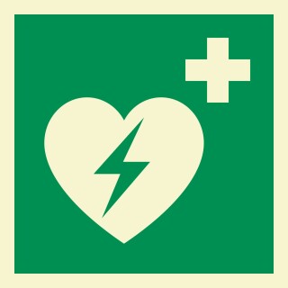 AED  Aufkleber Nachleuchtend  200 x 200 mm