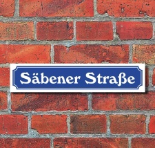 Schild im Straßenschild-Design "Säbener...