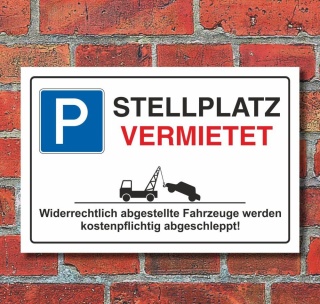 Schild Parkverbot parken verboten Stellplatz vermietet Parkplatz 3mm Alu-Verbund 600 x 400 mm