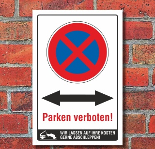 Warnschild,Parkverbot,Parkplatz,Schilder,Pfeil,nach,links,rechts,P187+ 