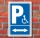 Schild Behinderten Parkplatz Rollstuhl Fahrer Park verbot 2 Pfeile Alu-Verbund 300 x 200 mm