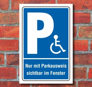 Schild Behinderten Parkplatz Rollstuhl Fahrer Parkverbot Parkausweis Alu-Verbund 300 x 200 mm