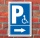 Schild Behinderten Parkplatz Rollstuhlfahrer Parkverbot Pfeil Rechts Alu-Verbund 450 x 300 mm