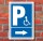 Schild Behinderten Parkplatz Rollstuhlfahrer Parkverbot Pfeil Rechts Alu-Verbund 600 x 400 mm
