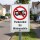Das Bild zeigt ein Schild mit dem Hinweis Parkverbot für Wohnmobile. Es ist in einem Wohngebiet aufgestellt und signalisiert, dass das Parken von Wohnmobilen in diesem Bereich nicht erlaubt ist, was durch ein rotes Durchstreichen über einem stilisierten Wohnmobil verdeutlicht wird.
