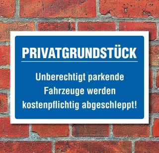 Schild Privatgrundst&uuml;ck Parkverbot parken verboten Halteverbot 3 mm Alu-Verbund 300 x 200 mm