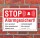 Schild STOP Alarmgesichert englisch russisch polnisch arabisch 3 mm Alu-Verbund 450 x 300 mm