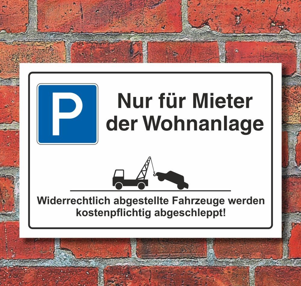 Schild Parken Nur für Mieter  Privatparkplatz Parkverbot Parken verboten P62 