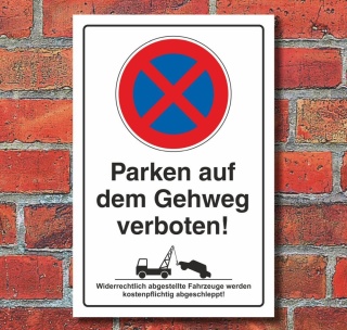 Schild Parken auf dem Gehweg verboten Parkverbot Halteverbot 3 mm Alu-Verbund