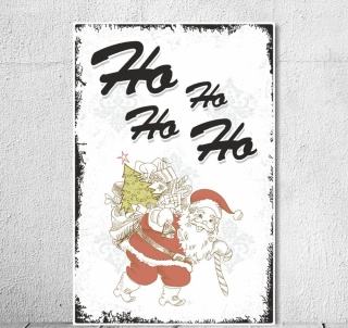 Schild Vintage Shabby Nostalgie Holzschild "Ho Ho Ho" Weihnachten Weihnachtsmann