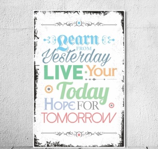 Schild Vintage Shabby Holzschild &quot;Learn from Yesterday&quot; Spruch Motivation