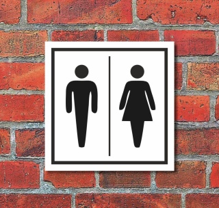 Schild WC Toilette Klo Damen Herren Türschild 200 x 200 mm Alu-Verbund